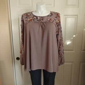 Grace & Lace boho floral long sleeve top sz XL